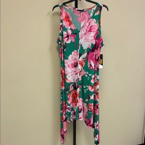 Pinks, Greens, and White Asymmetrical High-Low Sundress